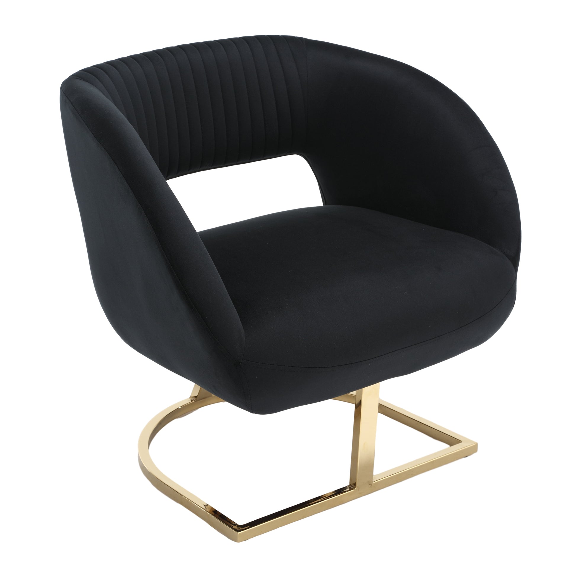 Coolmore Upholstered Tufted Living Room Chair Textured Linen Fabric Accent Chair With Metal Stand Black Velvet