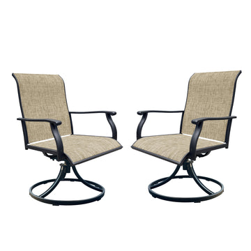 Swivel Dining Chairs Set Of 2, Outdoor Swiveltextilene Patio Chairs Lawn Chairs For Front Porch Backyard Deck No Rocker & Glider Black Brown Weather Resistant Frame Water Resistant Cushion Garden &