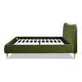 Roman Curved Headboard Upholstered Platform Bed, King, Olive Green Performance Velvet Box Spring Not Required King Olive Green Wood Foam Velvet Velvet