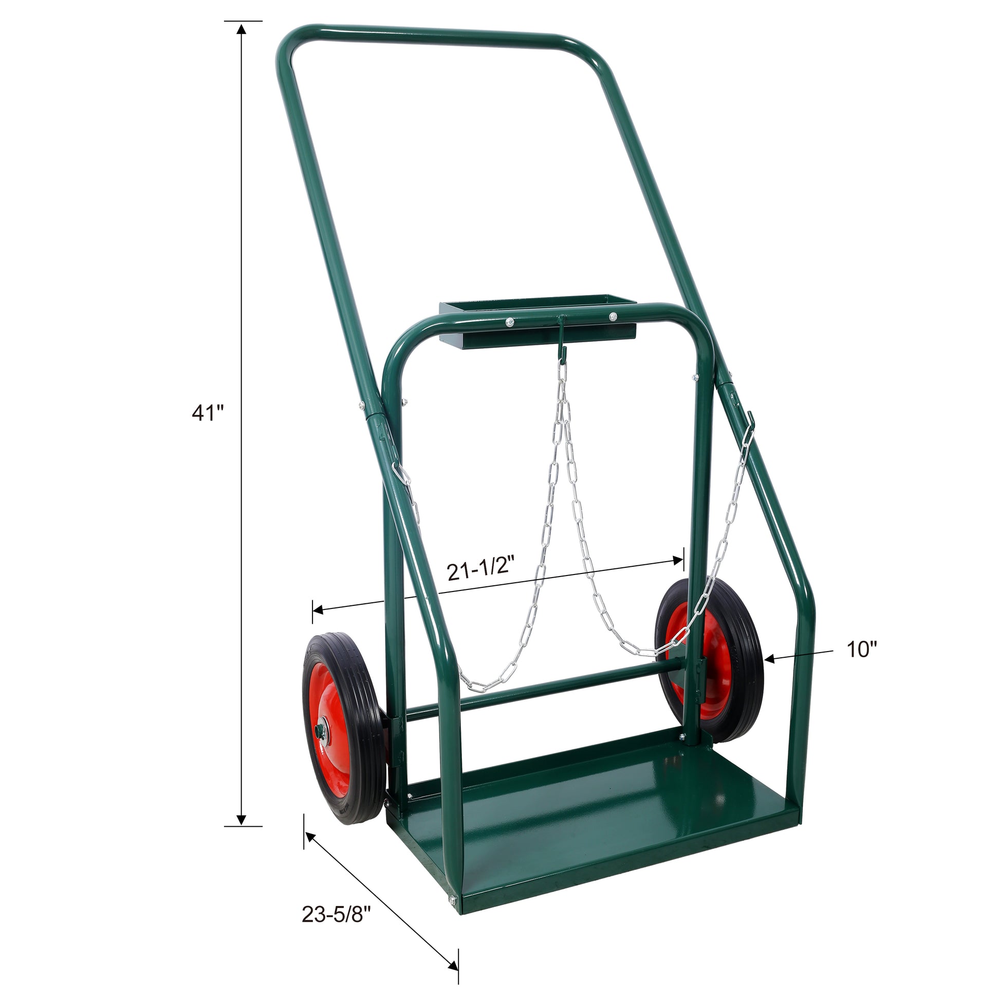 440Lbs Capacity Cylinder Cart,Welding Cylinder Hand Truck,Large Dual Oxygen Tank Cart Dolly With 10 Inch Solid Rubber Wheels Green Steel