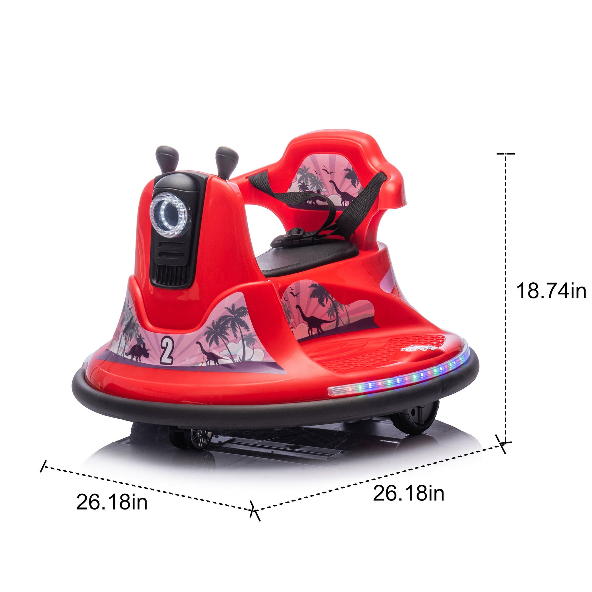 12V Kids Ride On Bumper Car W Parents Control,Rotate 360 Degrees,Two Handed Switch For Direction Control,Bumper Strip,Light Belt,Mp3 Music,Bluetooth,Provide A Speed Of 0.75Mph For Kids Of 2 5 Red 50