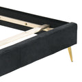 Black Queen Bed With Trim Box Spring Required Queen Black Bedroom Contemporary Rubberwood Velvet Wood Fabric