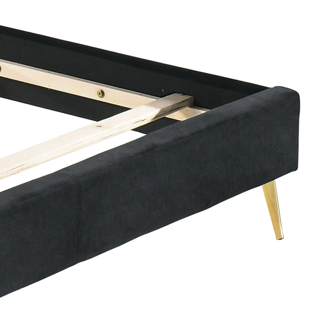 Black Queen Bed With Trim Box Spring Required Queen Black Bedroom Contemporary Rubberwood Velvet Wood Fabric