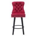 Modern Swivel Bar Stools Velvet Barstools Button Tufted Bar Stools Rivet Trim Bar Stools For Kitchen Island,Bistro, With Metal Pull Ring Sturdy Footrest Large Backrest For Home Bar Red Velvet