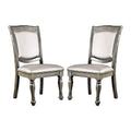 Set Of 2Upholstered Side Chairs In Gray And Silver Solid Grey Silver Dining Room Rectangular Transitional Dining Chairs Set Of 2 Solid Wood Mdf