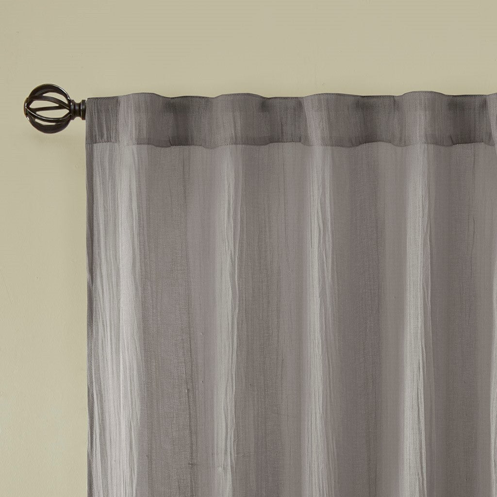 Solid Crushed Curtain Panel Pair 2 Pcs Window Panels Grey Polyester