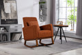 Mid Century Modern Accent Chair With Wood Frame, Upholstered Living Room Chairs With Waist Cushion, Reading Armchair For Bedroom Sunroom Brown Linen