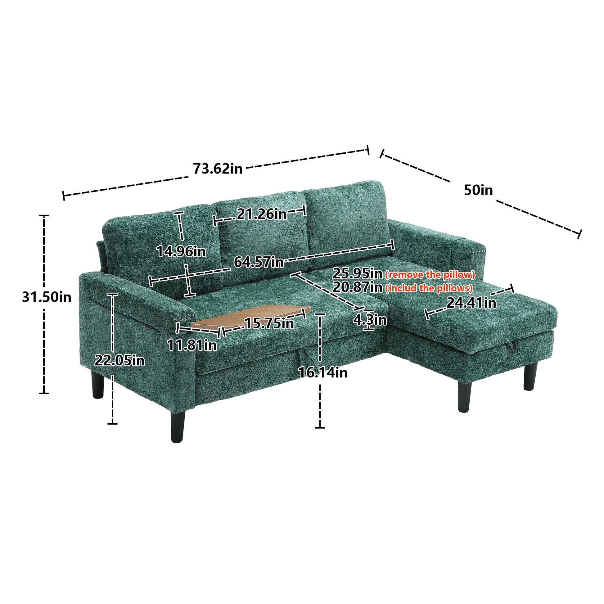 United Sectional Sofa Reversible Sectional Sleeper Sectional Sofa With Storage Chaise Green Chenille