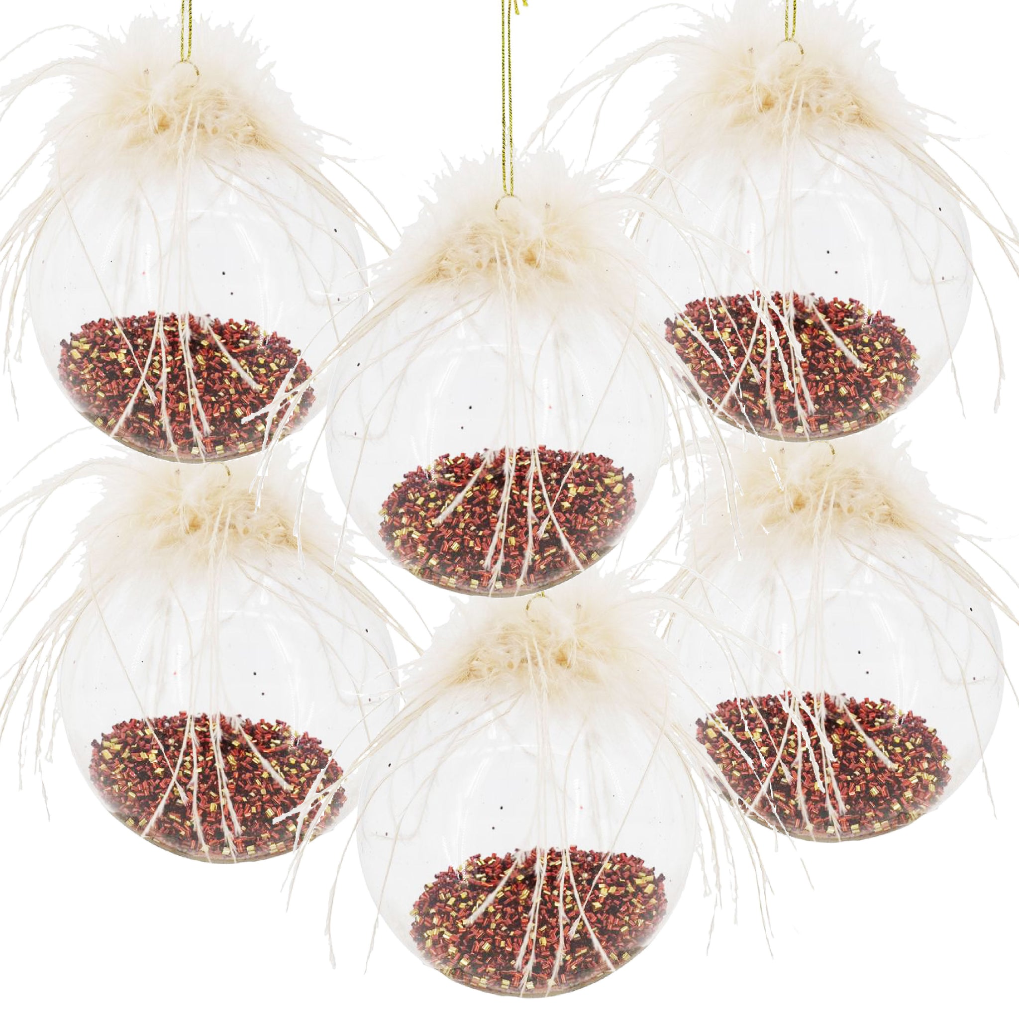 D3.9" Christmas Ball Ornaments, Glass Decorative Hanging Ball Christmas Tree Ornaments For Holiday Party Decorations, Set Of 6 Multi Glass
