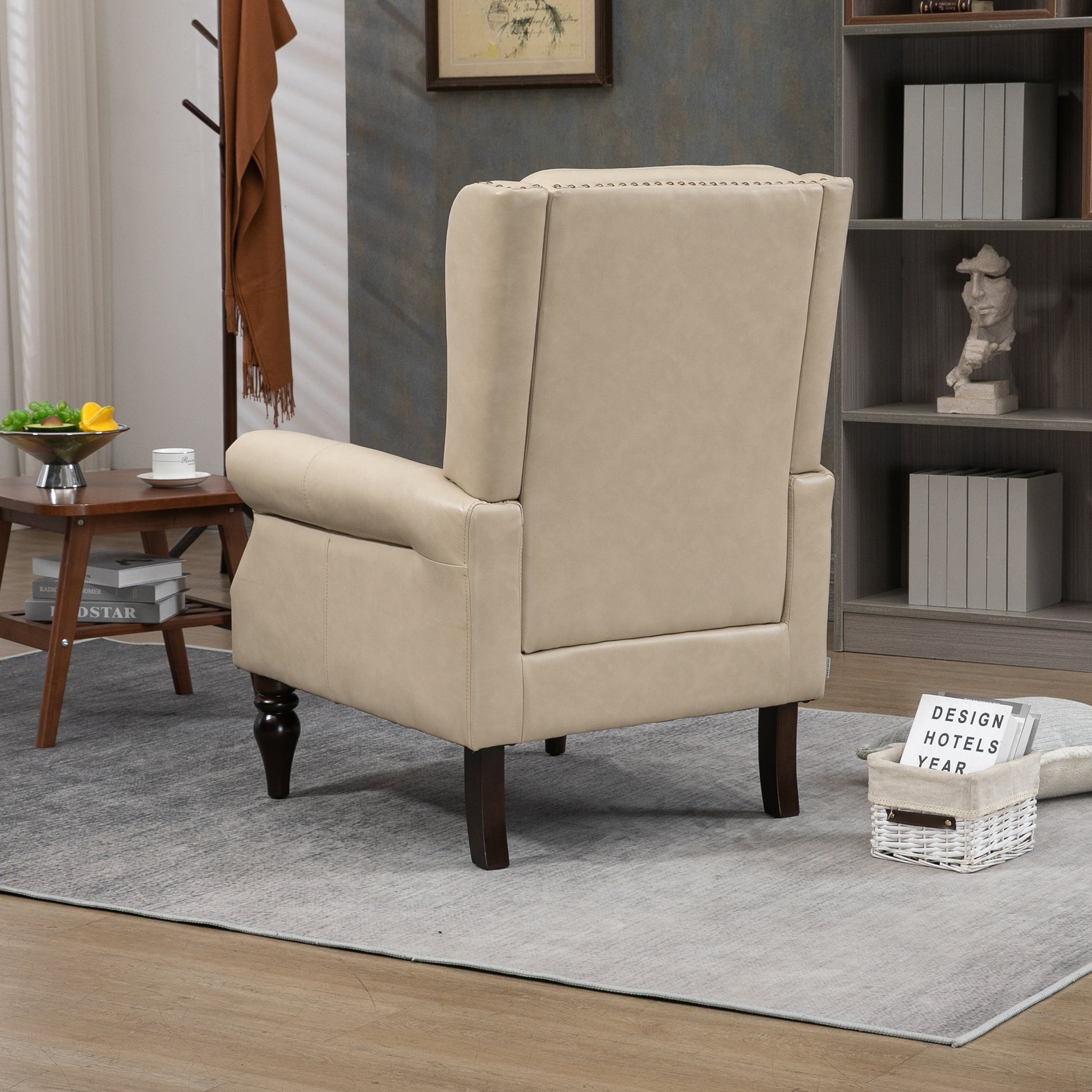 Coolmore Wood Frame Armchair, Modern Accent Chair Lounge Chair With Sturdy Wood Legs For Living Room Bedroom Camel Pu Camel Foam Pu Leather