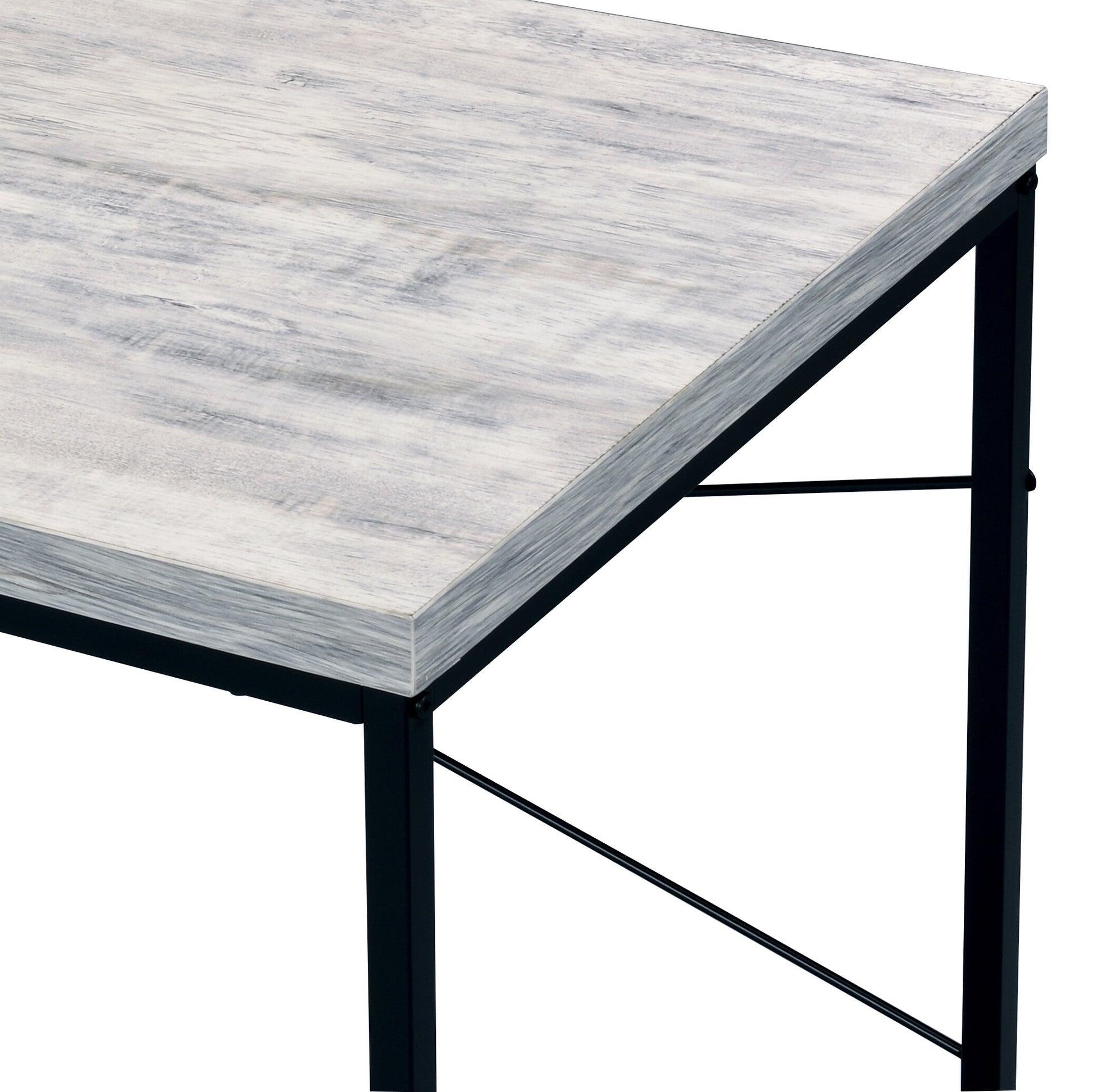 Bob Antique White & Black Finish Writing Desk Antique White,Black Metal,Synthetic Wood