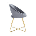 Modern Accent Velvet Chairs Set Of 2 Dining Chairs Single Sofa Comfy Upholstered Arm Chair Living Room Furniture Mid Century Leisure Lounge Chairs With Golden Metal Frame Legs Grey Velvet