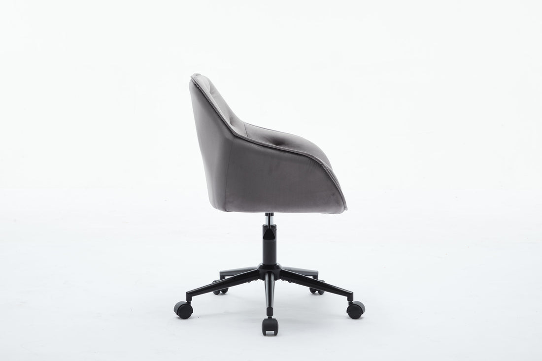 Elegent Velvet Office Chair With Wheels, Makeup Vanity Chair Height Adjustable For Teens Women Girls, Comfy Swivel Modern Leisure Armchair For Home Office, Bedroom, Study And Vanity. Gray Gray Primary Living Space Luxury,Modern Foam Iron