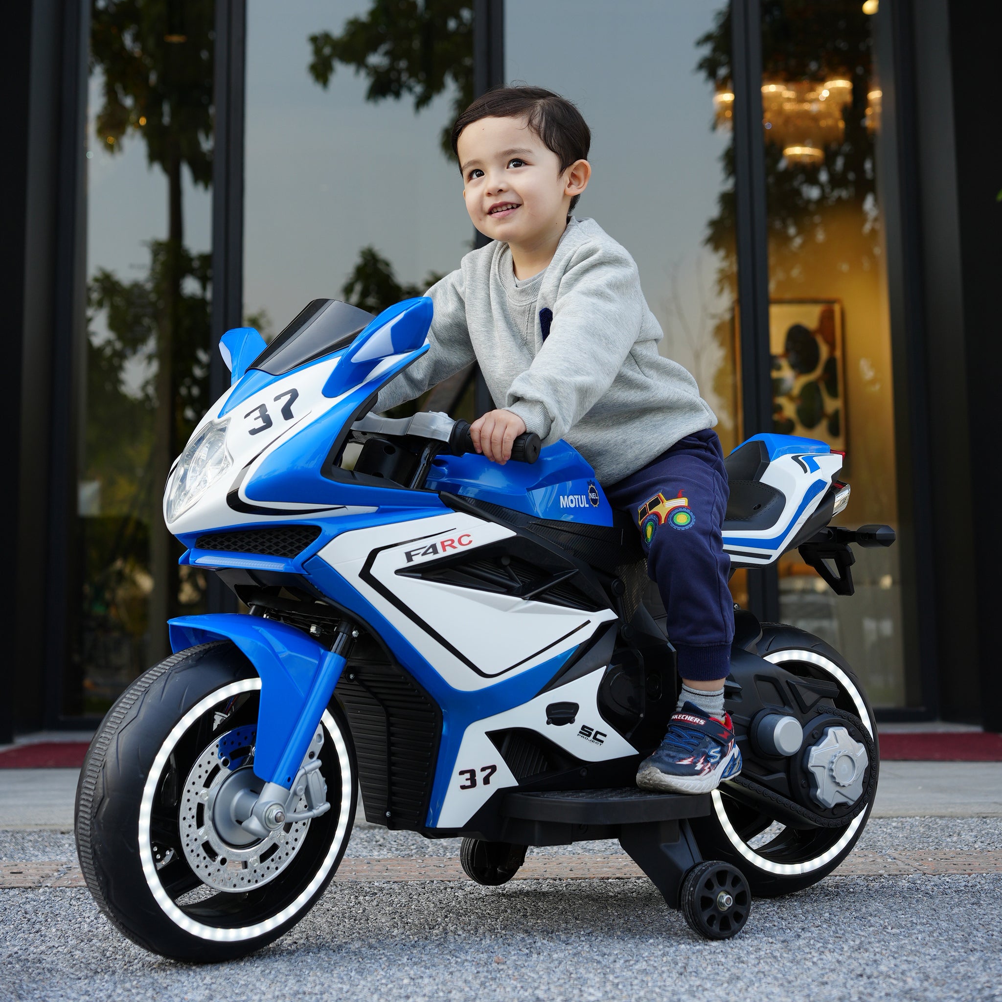 Tamco Electric Motorcycle 12V Kids Toys Motorcycle Kids Electric Car Electric Ride On Toys For 3 4 5 6 Years Boys Girls With Training Wheels Manual Throttle Lightting Wheels Blue 50 99 Lbs Plastic Indoor & Outdoor Use