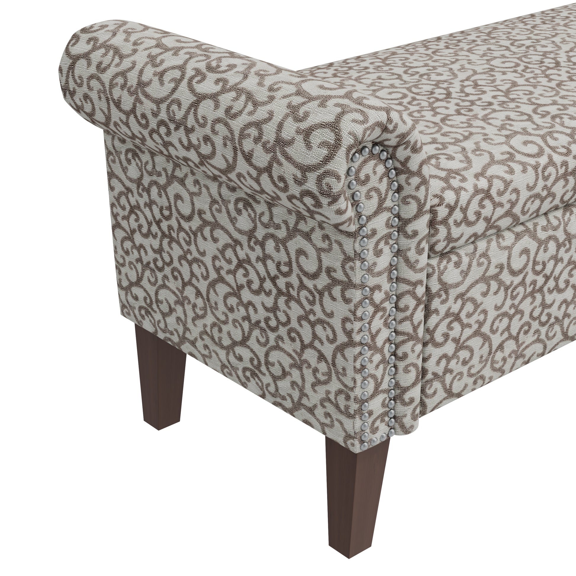 Conrad Storage Ottoman Multi Polyester Traditional Flip Top Rolled Arms Nailhead Trim Polyester