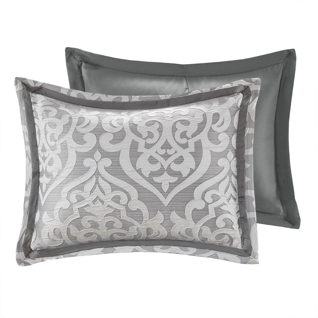 8 Piece Jacquard Comforter Set Silver Silver Cal King California King Silver Silver Polyester