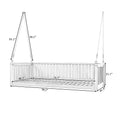 Patio Minimalist Twin Size Garden Swing Bed Wood Porch Swing With Ropes For Backyard, Safe Sloped Design, White White Weather Resistant Frame Garden & Outdoor Minimalist 2 Person Seating Group
