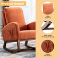 Coolmore Rocking Chair, Modern Glider Chair, Recliner Armchair With Wood Legs And Side Pocket, Nursery Rocking Accent Chair With High Back For Living Room Bedroom Orange Linen Orange Foam Solid Wood Mdf