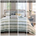 6 Piece Printed Quilt Set With Throw Pillows Yellow King Cal King King Yellow Cotton