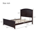 Farmhouse Wooden Platform Full Size Bed With Curl Design Headboard And Footboard For Teenager, Espresso Full Espresso Pine