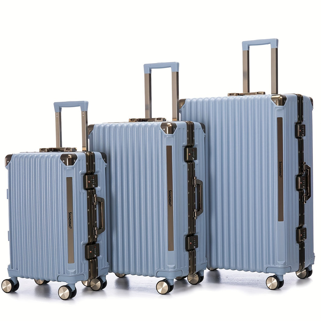 Luggage Sets Expandable Aluminum 20 24 28 Inch Three Model Set, Stylish Suitcase With Aluminum Frame Password Lock, Suitable For Travel Suitcases And Suitcases Antique Blue Contemporary Aluminum