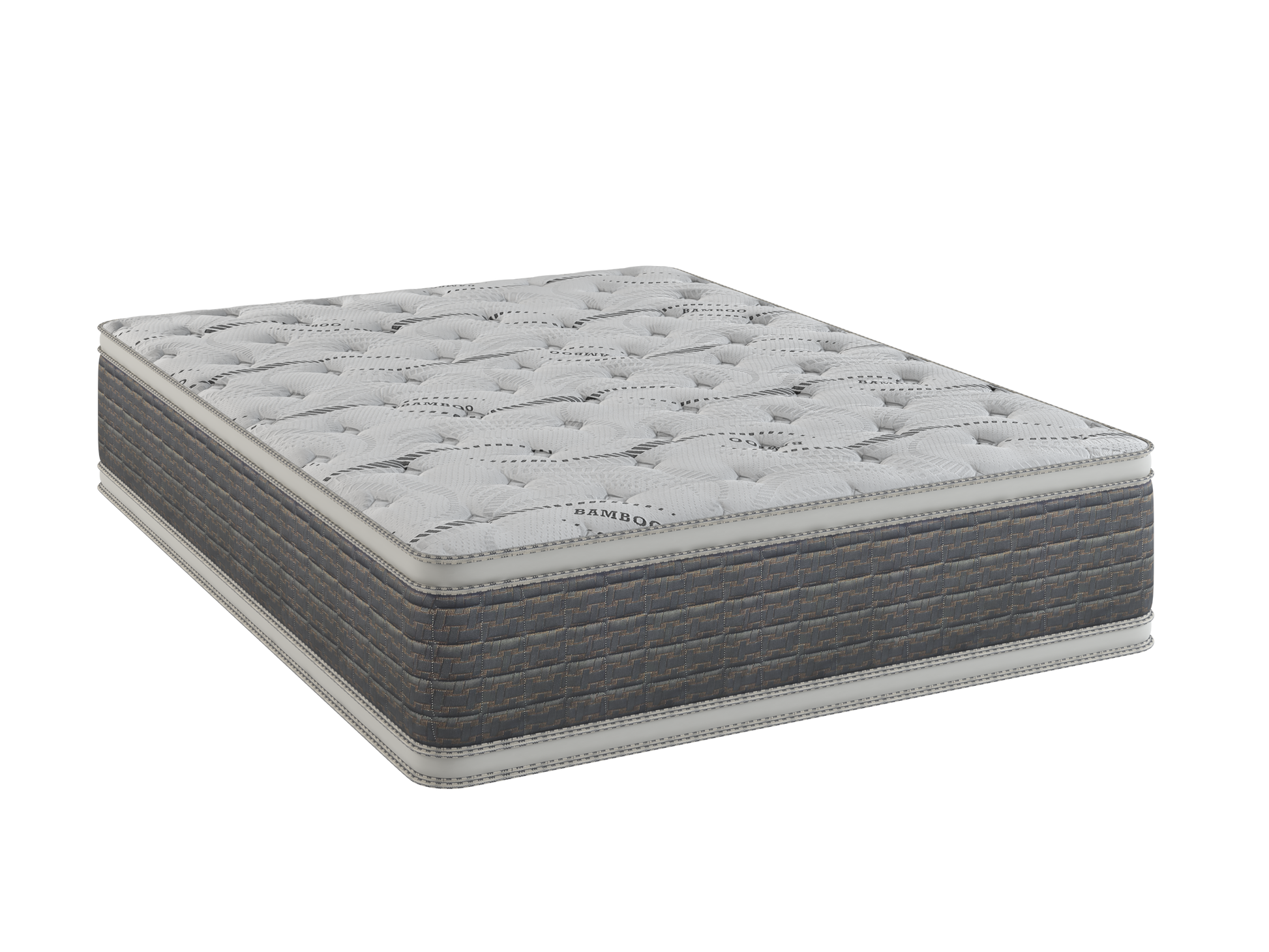 14.5" Dream Flex Two Sided Pillow Top Twin Mattress White Gray Bamboo Foam Spring Twin