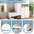 Elegant 2 In 1 Shoe Cabinets With Soft Cushion, Modern Storage Bench With Arched Doors & Rebound Devices, Versatile Shoe Rack Organizer With Adjustable Shelves For Hallway, Living Room, White White