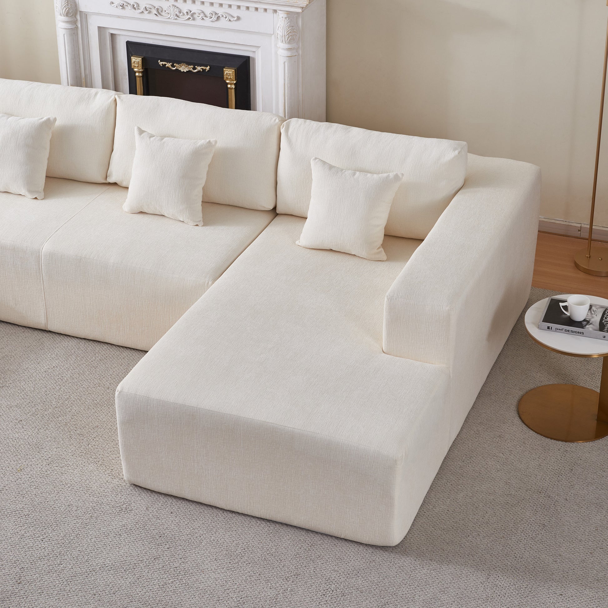 Chenille U Shaped Sectional Sofa Couch, Reversible & Spacious, Ultimate Comfort With Plush Cushions, Perfect For Modern Living Rooms Beige Medium Soft Foam Chenille 6 Seat