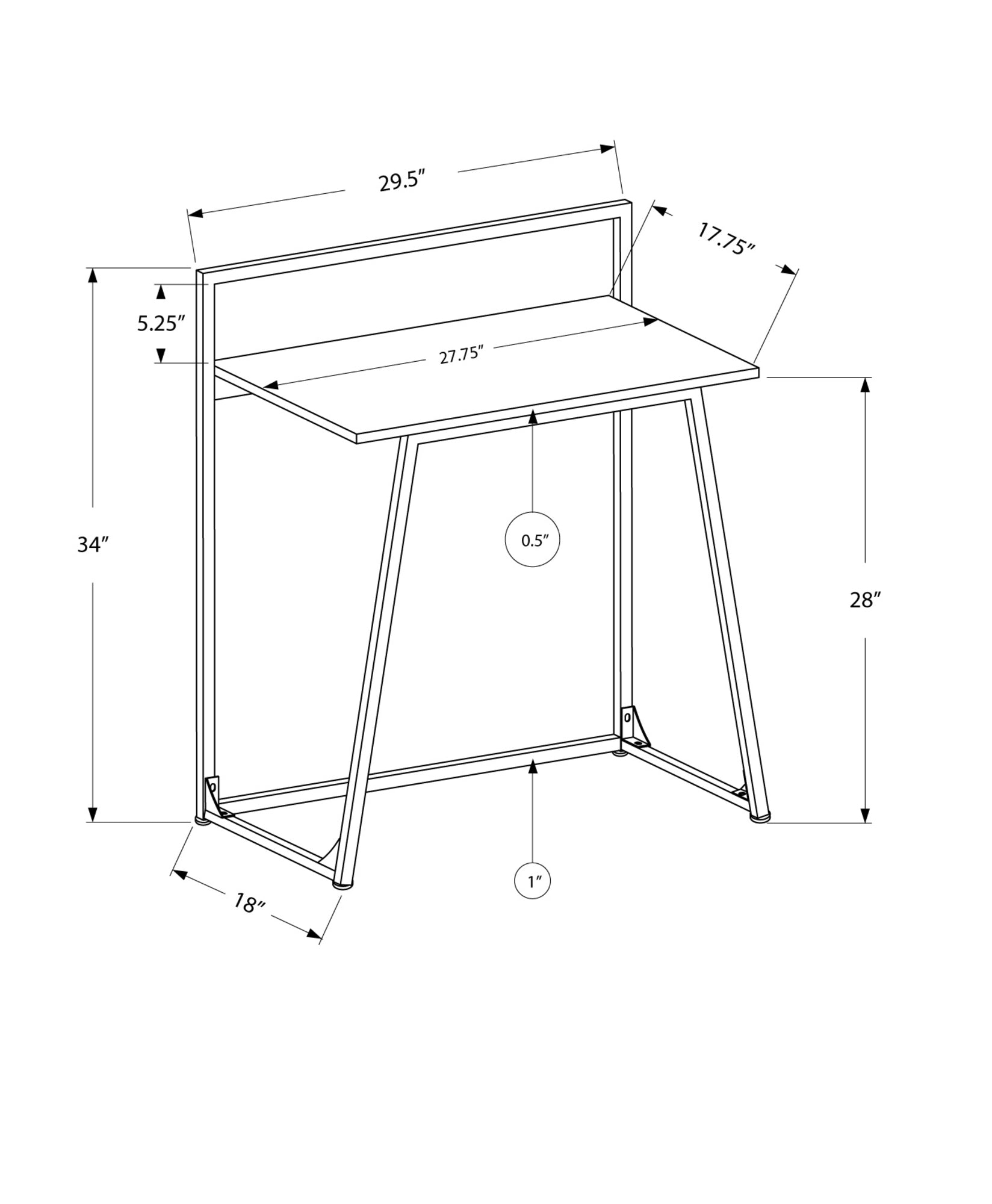 Computer Desk, Home Office, Laptop, 30"L, Work, Black Laminate, Black Metal, Contemporary, Modern Black Mdf