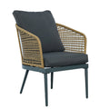 Outdoor Wicker Chairs And Table Bistro Conversation Furniture Set, 3 Pieces For Porch, Balcony, Deck, Patio, Backyard, Natural Color Gray Aluminum