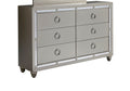 Chloe Gemstone Silver Dresser Silver Grey Solid Wood Mdf