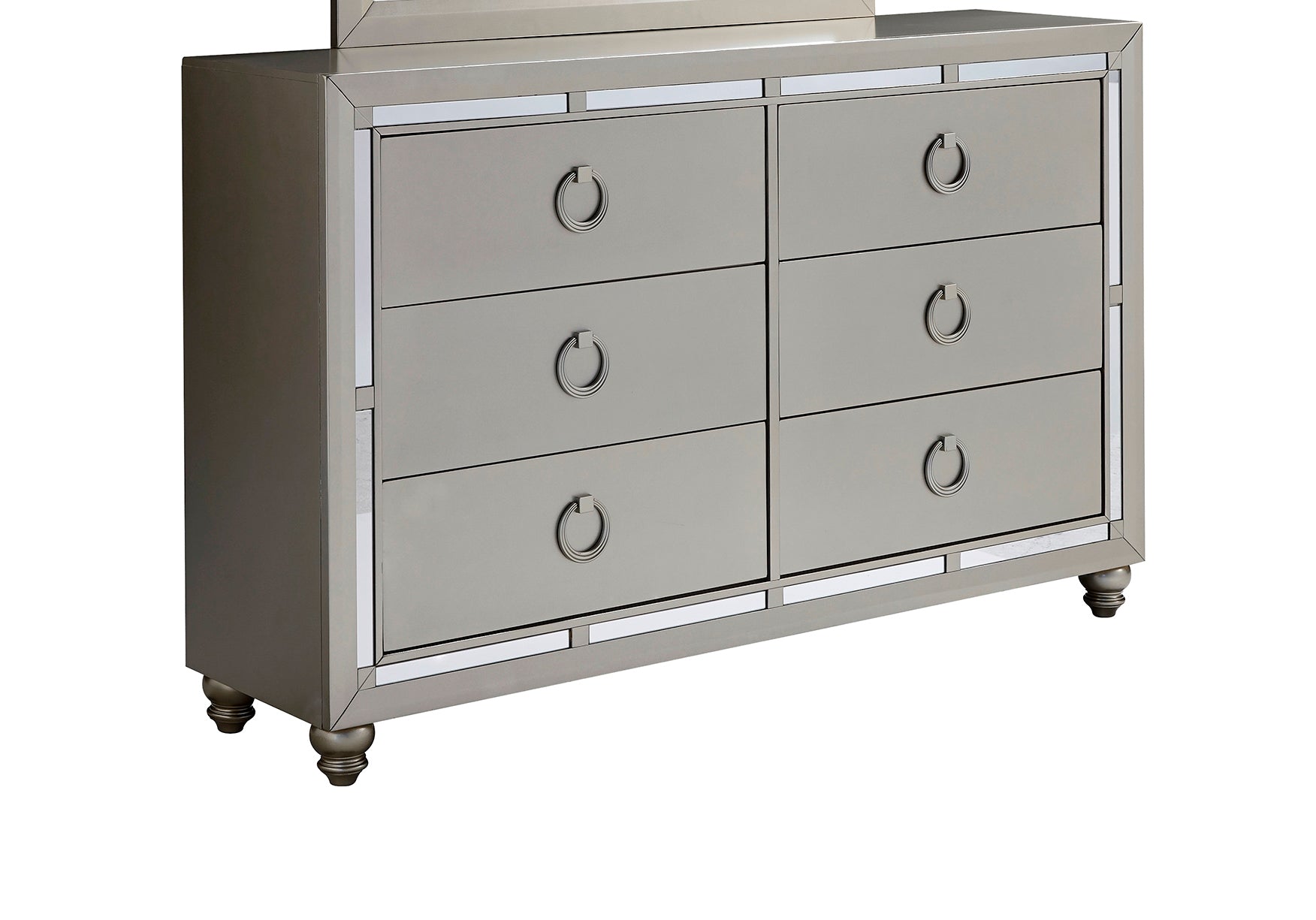 Chloe Gemstone Silver Dresser Silver Grey Solid Wood Mdf