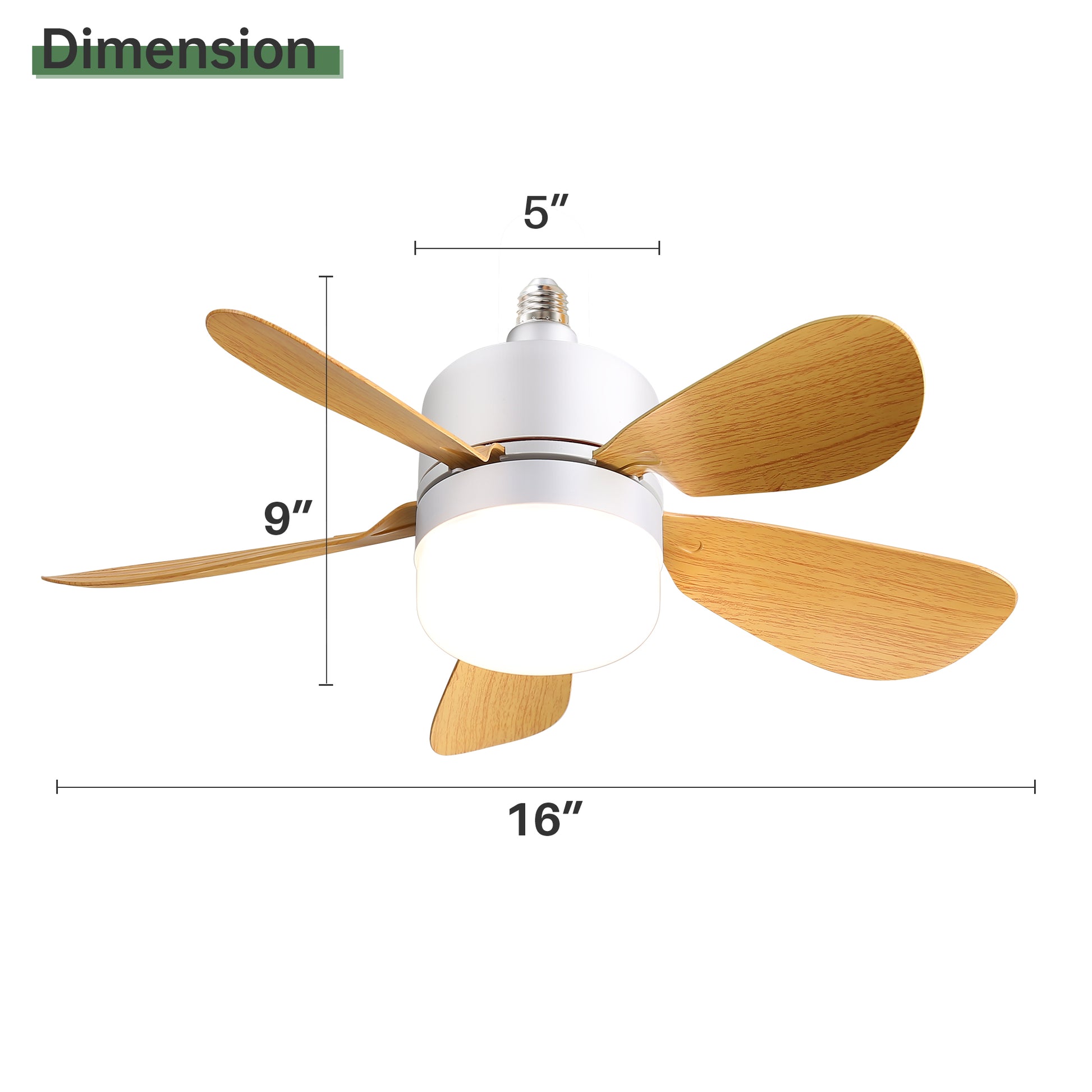 16 Inch Socket Ceiling Fans With Dimmable Led Light 2 In 1 Screw Small Ceiling Fan White Pc