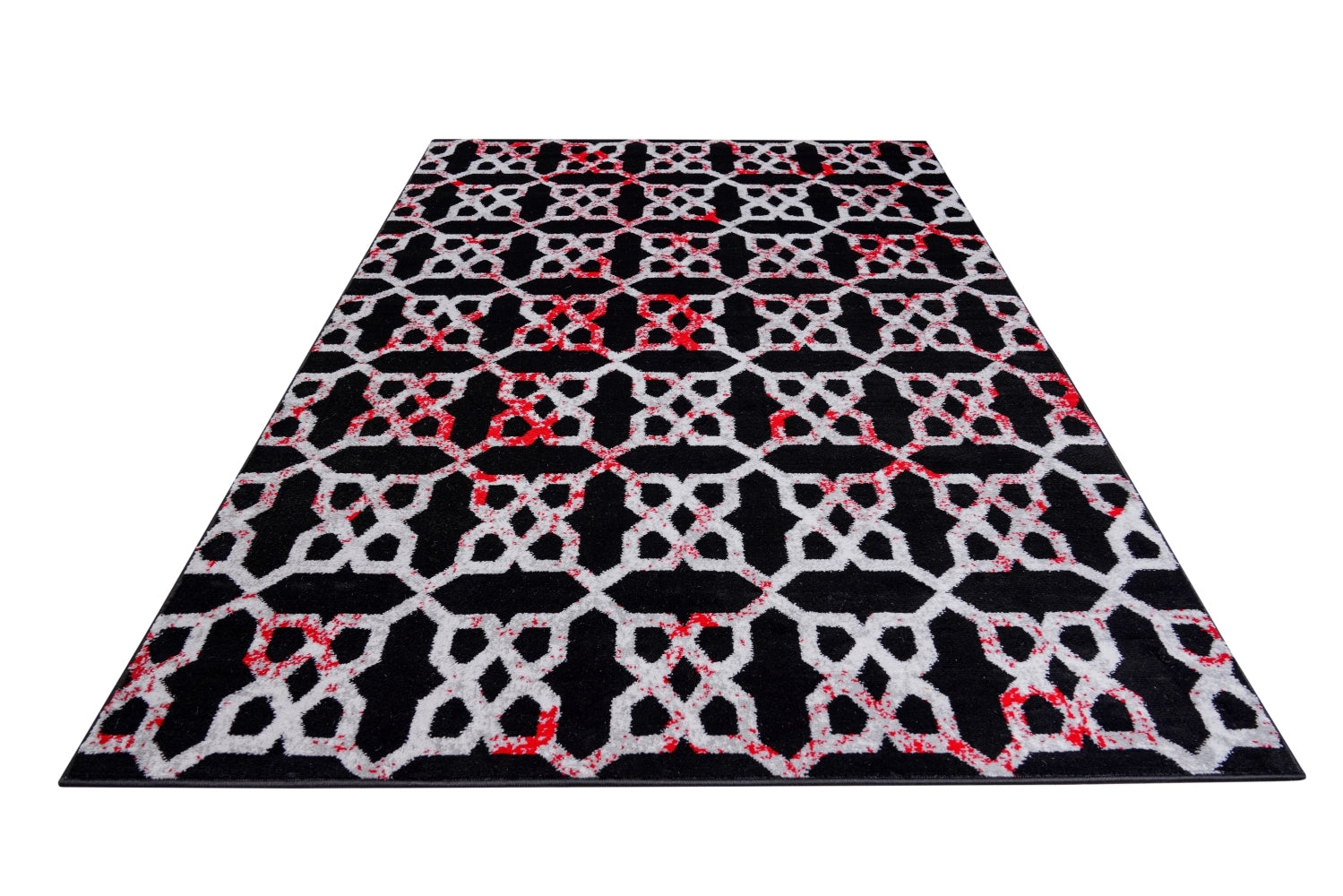 Jersey Area Rugs, Carpets For Livingroom, 5X7 Area Rugs ,3989 Black Red Rectangle 5&7 Black Red Contemporary Abstract Polypropylene