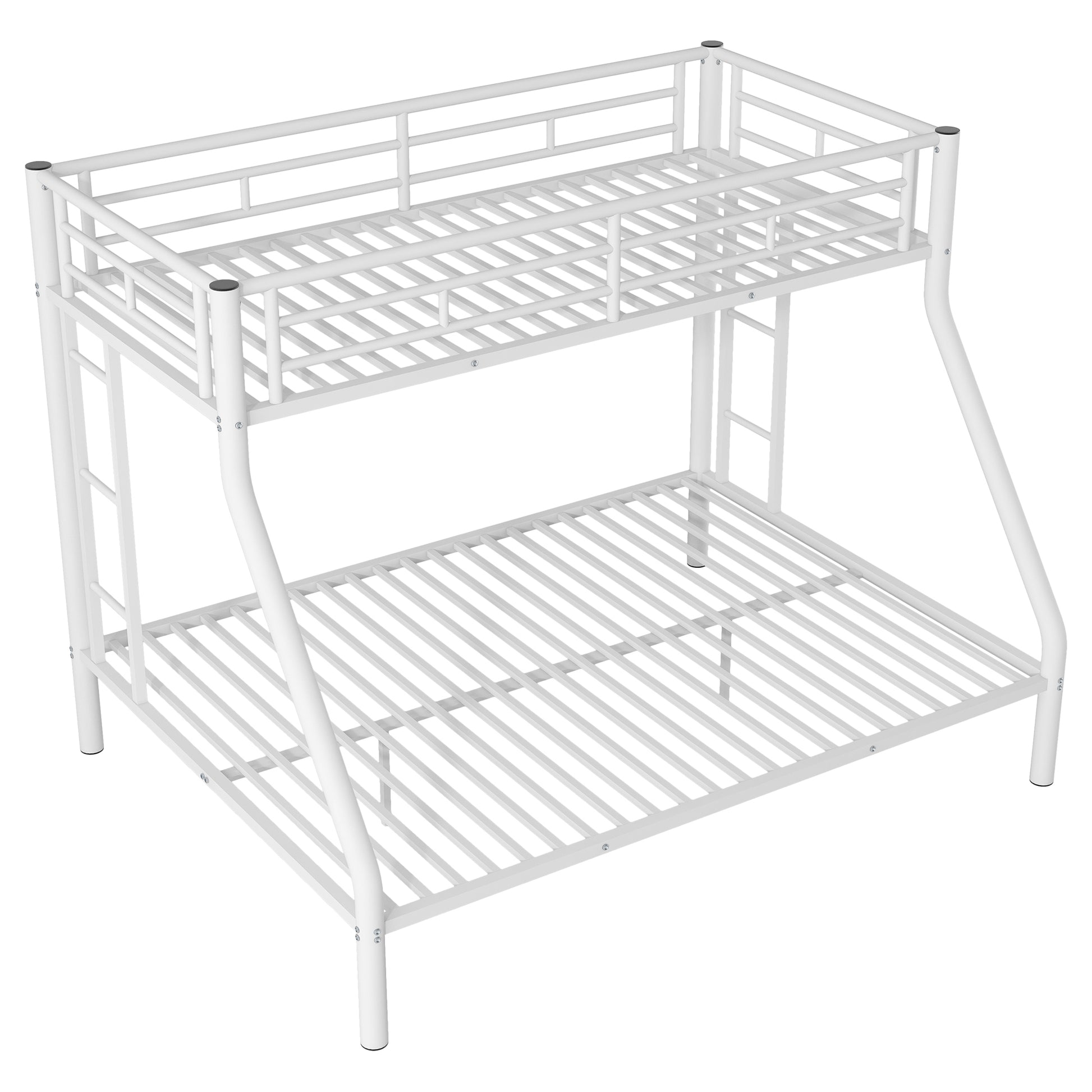Twin Xl Over Queen Metal Bunk Bed With Ladder And Guardrails, White Expected Arrival Time: 9.7 Box Spring Not Required Twin Xl White Metal Metal