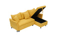 The 80 Inch Yellow Corduroy L Shaped Sofa Comes With Two Small Throw Pillows That Can Be Converted Into A Sofa Bed For Storage Yellow Corduroy 3 Seat