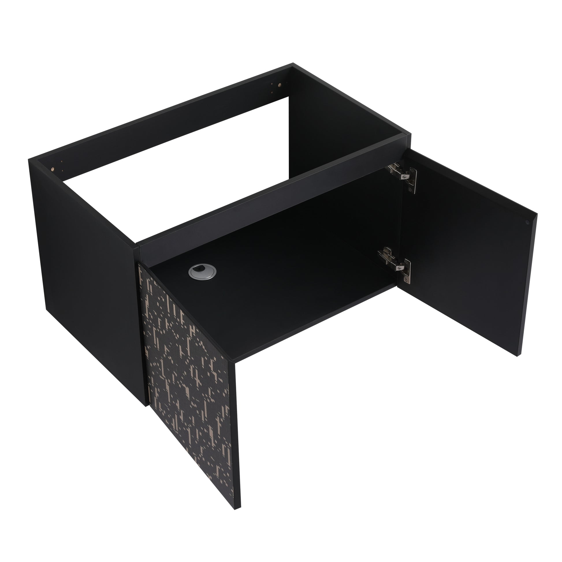 30'' Floating Wall Mounted Bathroom Vanity With Ceramics Sink & Soft Close Cabinet Door, Kd Package Black Bathroom Modern Plywood