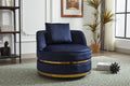 Swivel Chair, 360 Swivel Accent Chair, Barrel Chair For Living Room Bedroom Blue Velvet