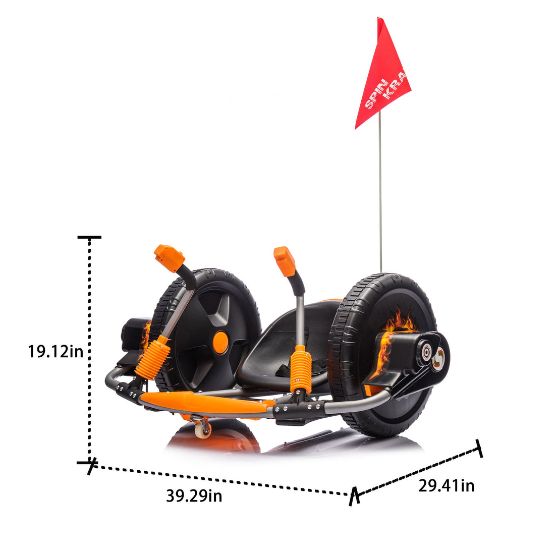 12V Kids Ride On Electric Toy,2Wd,16'' Exaggerated Wheel,Dual Handle Control For 360 Degree Flexible Steering And Rotation,Solid Metal Frame,Provide A Speed Of 4.66 Mph For Kids Aged 6 . Orange 50 99 Lbs Polypropylene