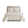 Back Print Long Fur Comforter Mini Set Queen White Polyester