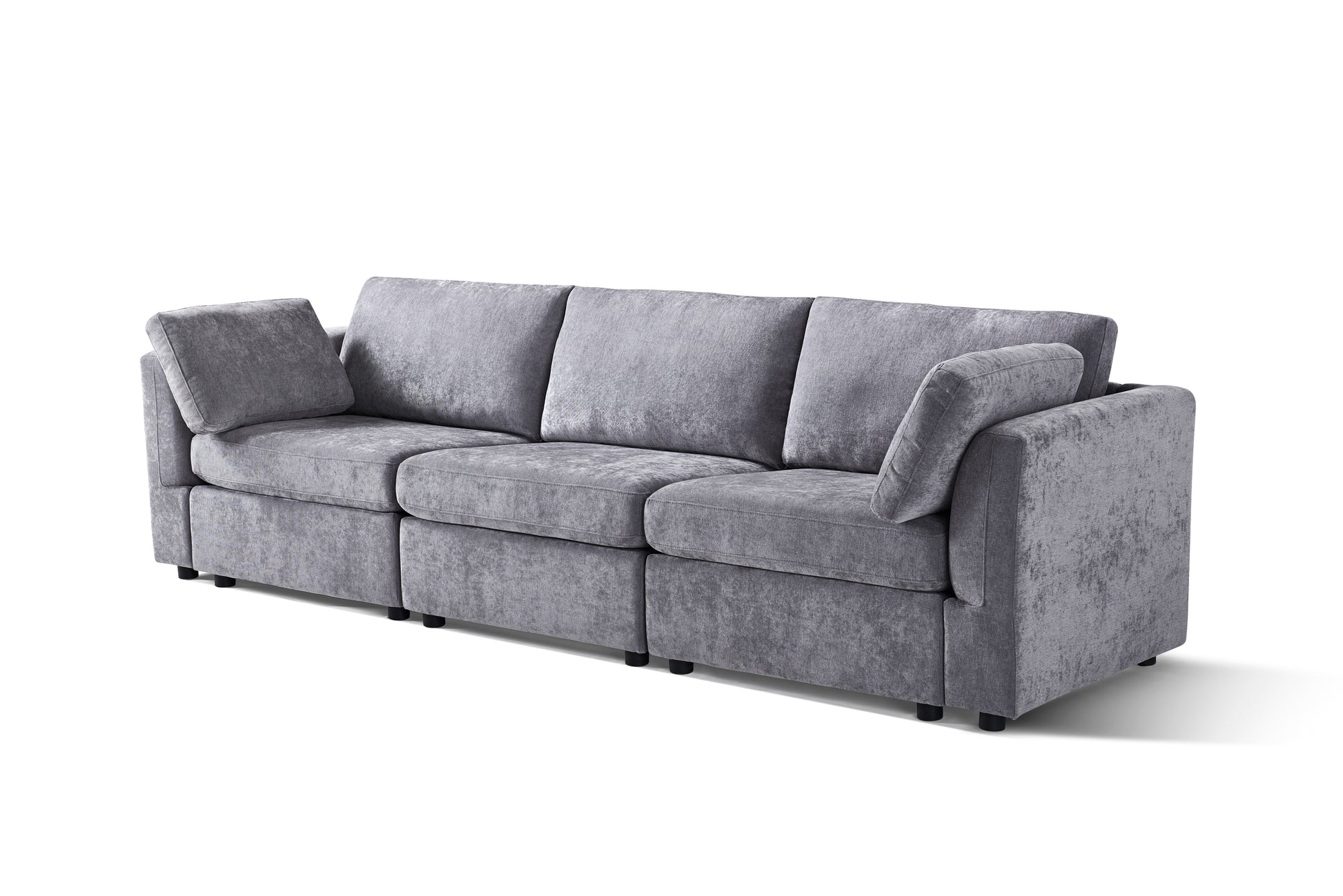 Modular Sofa Grey Chenille Fabric, Simple And Grand, The Seat And Back Is Very Soft. This Is Also A Knock Down Sofa Grey Brown Chenille Wood Primary Living Space Medium Firm Light Duty Victorian Rectangle Acacia Rolled Arms Chenille 3 Seat