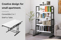 Solid Mahogany Wood Multifunction Convertible Dining Table,Free Switch Space Saving Table Shelf For Home And Studio, White Finish White Solid Wood
