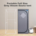 Full Size Portable Grey Steam Sauna Tent Personal Home Spa, With Steam Generator, Remote Control, Foldable Chair, Timer And Pvc Pipe Connector Easy To Install.Fast Heating, With Fcc Certification Grey Polyester