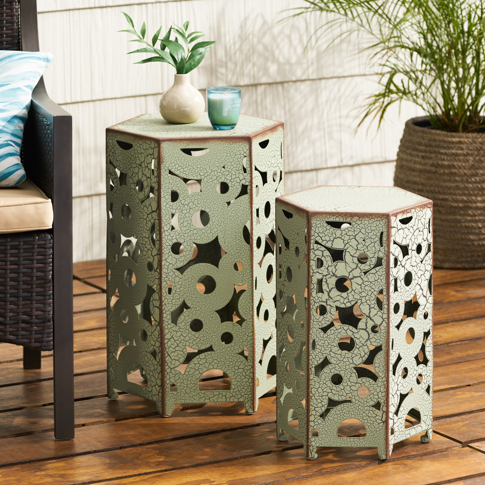 Selva Accent Table Antique Green Iron