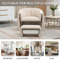 Coolmore Accent Chair With Ottoman, Mid Century Modern Barrel Chair Upholstered Club Tub Round Arms Chair For Living Room Bedroom Office Beige Velvet Beige Foam Velvet