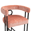 Coolmore Bar Stools Set Of 2, Modern Bar Stool With Back, Black Metal Frames, Upholstered Bar Stools For Kitchen Island, Pub, Club Pink Chenille Pink Foam Chenille