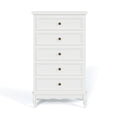 5 Drawer Dresser For Bedroom, Modern Storage Closet Cabinet Organizerwith Solid Wood Legs And Painted Finish White White Wood