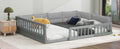 Wood Full Size Upholstered Platform Bed With Guardrail And Pillow, Gray Box Spring Not Required Full Gray Wood Bed Frame Solid Wood Mdf