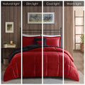 Plush To Sherpa Down Alternative Comforter Set King Red Black Polyester