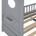 Wooden Full Size House Bed With Trundle, Modern Design For Kids With Storage Shlef, Gray Full Gray Solid Wood